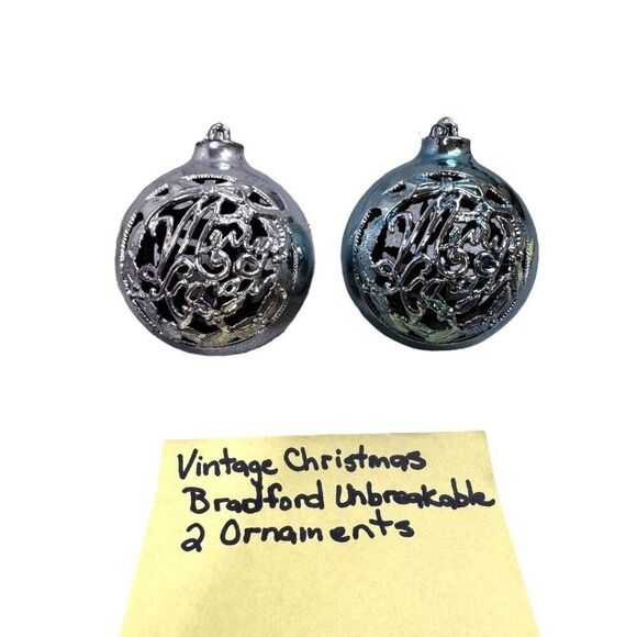 Vintage Bradford Unbreakable Christmas Ornaments Cut Out Indent Angel Set Of 2 - Picture 1 of 7